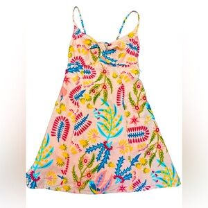 Jessica Simpson Floral Mini Sundress Size Small Linen Blend Colorful Summer NWT